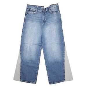 a.n.a. High Rise Wide Leg Jeans Blue Streetwear Skater Baggy Two Tone Womens 14